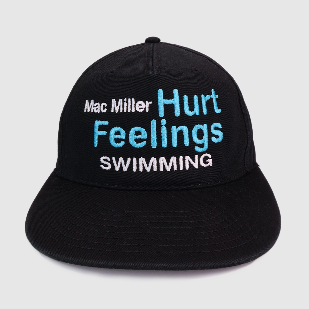 Mac Miller Hurt Feelings Swimming CUSTOM EMBROIDERED Black STRAPBACK CAP HAT