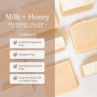 Milk + Honey Fragrance Free Handmade Tallow and Goat Milk Soap Bar - BIG FRENCHIES