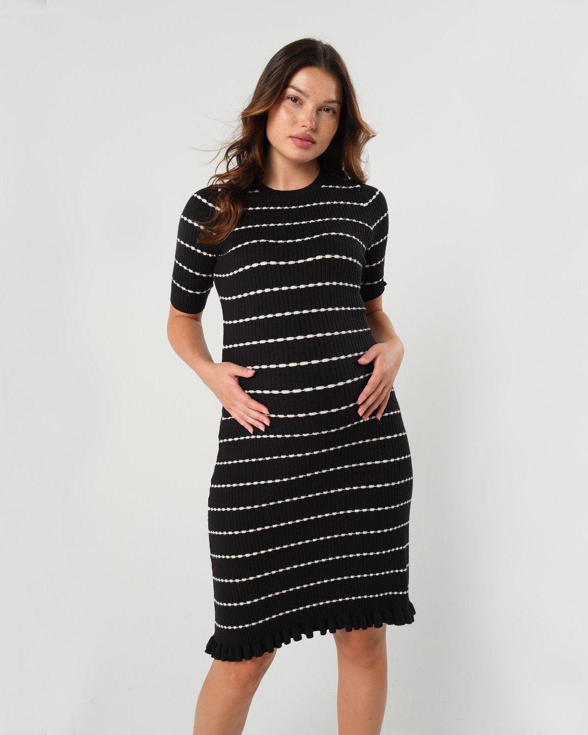 Louie Striped Knit Maternity & Nursing Dress - BIG FRENCHIES