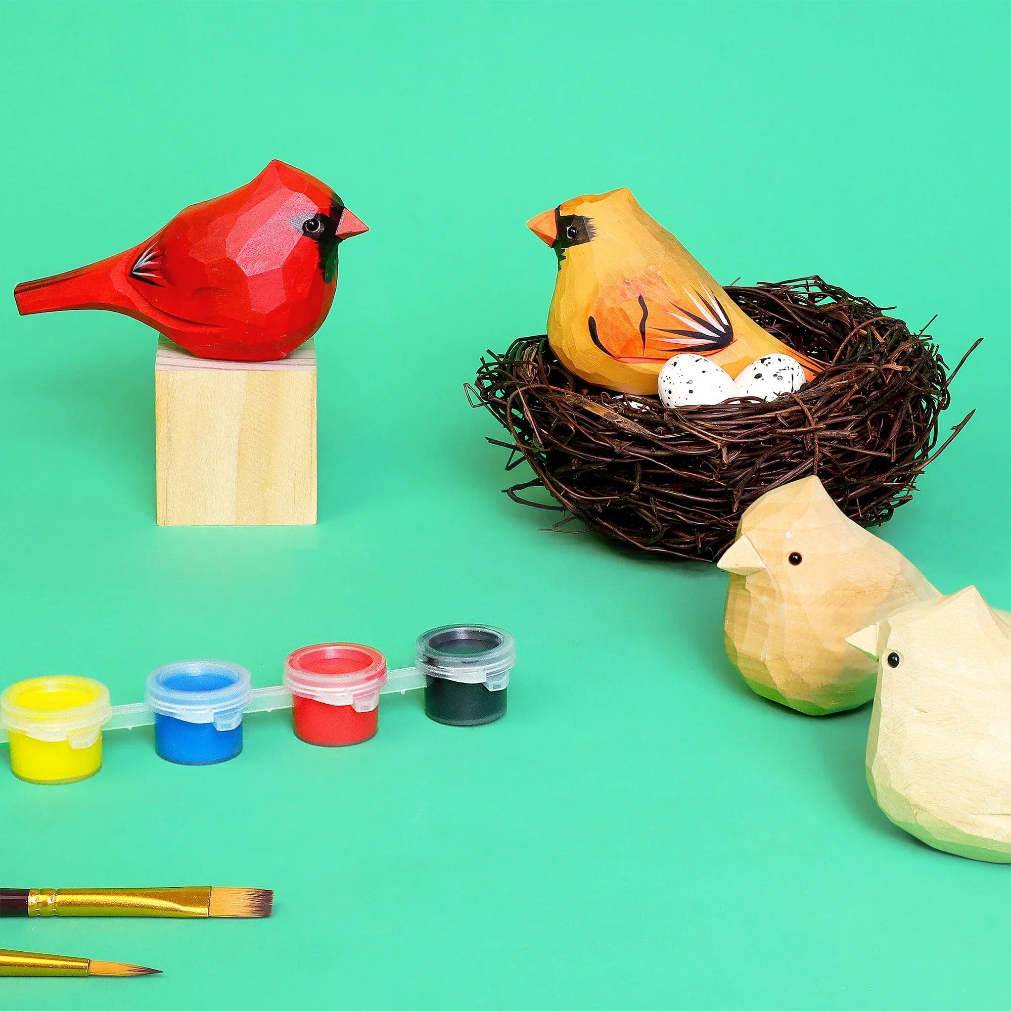 Hand-Carved Cardinal Bird DIY Painting Kit – Nature-Inspired Decor & Gifts - BIG FRENCHIES