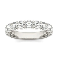 2 1/15 CTW Lab Grown Round Cut Diamond Half Eternity Ring in 14K White Gold - G-VS