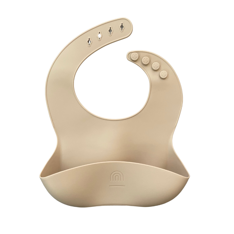Classic Silicone Bucket Bib · Easy-to-clean · Tan Color