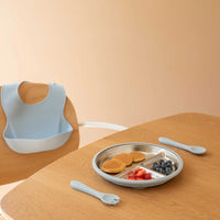 Stainless Steel Baby Feeding Set 6+ Months - Baby Blue - BIG FRENCHIES