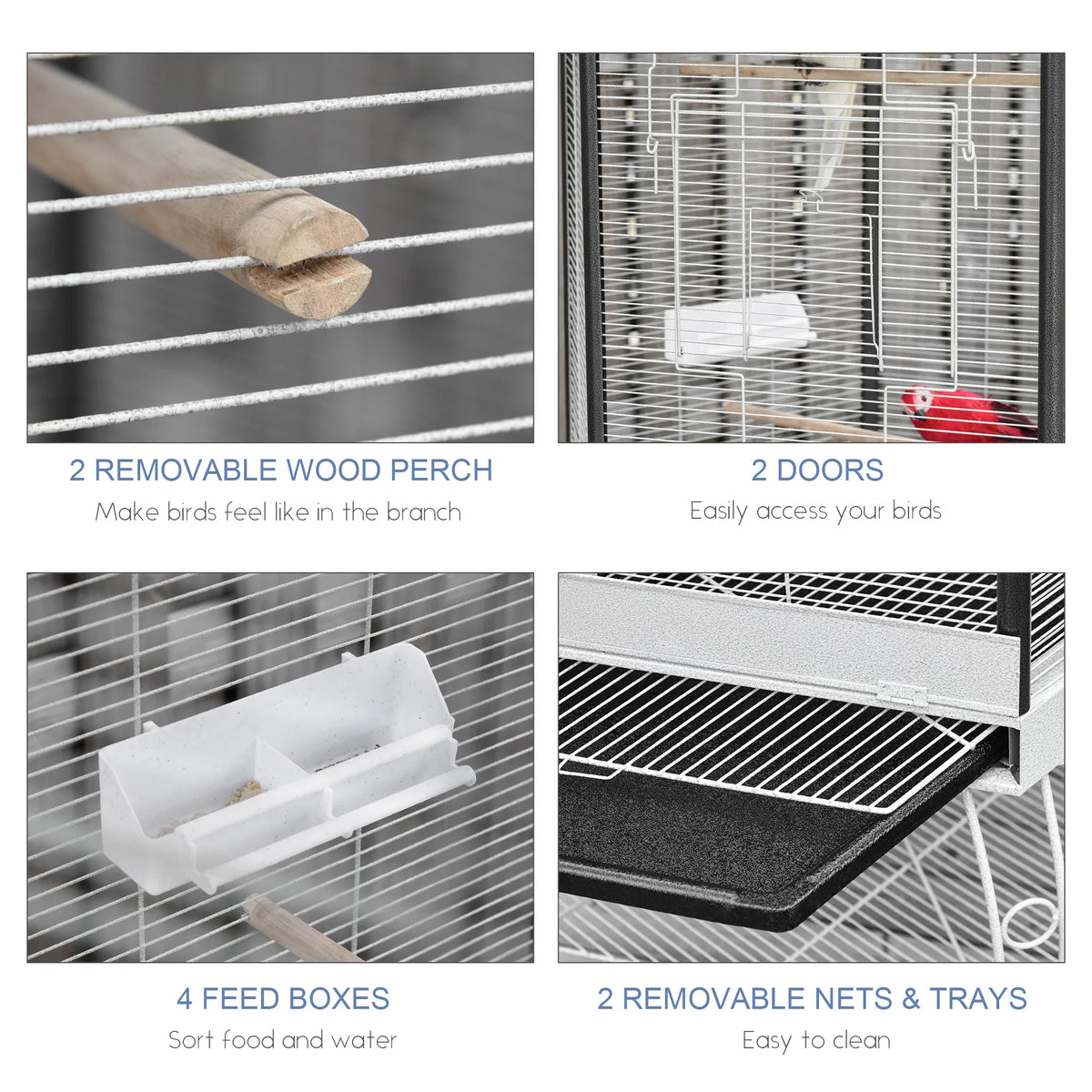 Bird Cage Starter Kit with Detachable Rolling Stand