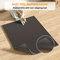 Large Cat Litter Trapper Mat with Exclusive Urine/Waterproof Layer - Cat Litter Mat - Larger Holes with Urine Puppy Pad Option for Messy Cats - Soft on Paws and Light - 30" x 24" (Black) - 2pk