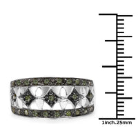0.32 Carat Genuine Green Diamond .925 Sterling Silver Ring