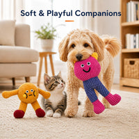 Cat&Dog Chew Toys With Catnip Inside, Ecofriendly Material Made, Crinkle Paper & Squeaky Ball Inside, Waffle And Baby Toy Combination Packaging, Cuddles Meow Chompclean, 2 Pack