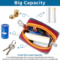 Dog Poop Bag Holder For Leash, Zippered Canvas Poop Bag Dispenser Pouch With Velcro Straps & Metal Carabiner Clip, Holds