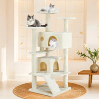 Multi-functional cat tree house cat climbing frame, lounge and recreation area detachable toy, 54in