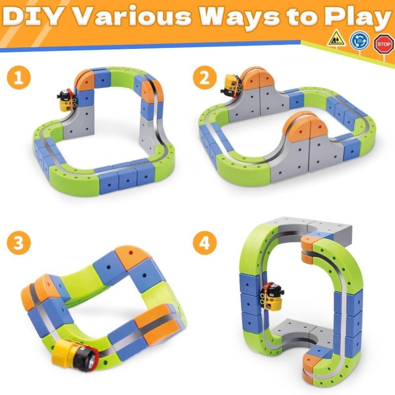 101-Piece Electric Train Track Toy Set Rechargeable Electric Train & DIY Assembly Track Kit Creative Building Block Raci