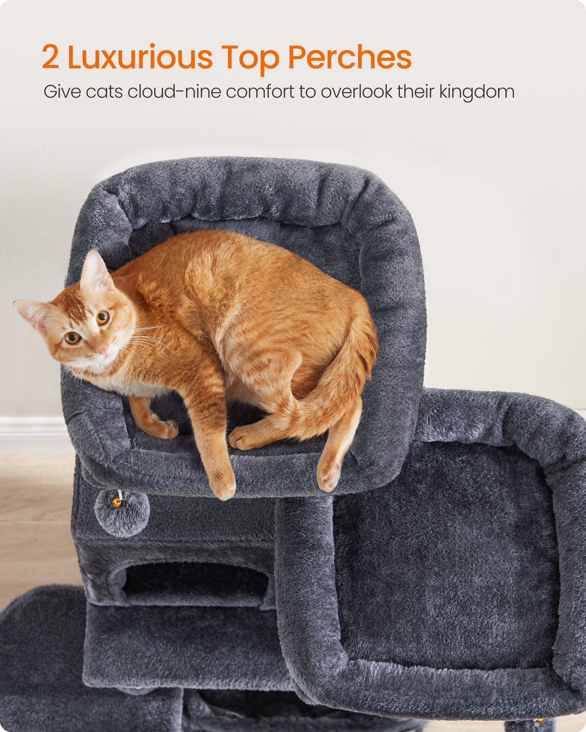 Cat Tree, 44.1-Inch Multi-Level Tower, 11 Scratching Posts