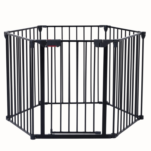 150 Adjustable Safety Gate 6 Panels Play Yard Metal Doorways Fireplace Fence Christmas Tree Fence Gate For House Stairs 