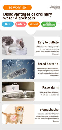 Wireless Charging Battery Driven 304 Stainless Steel Cat Automatic Induction Pet Water Fountain