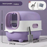 Fully Enclosed Cat Litter Box With UV Sterilization Odor Control, Large 56cm Space For Big Cats, Easy Clean 180 Flip Top