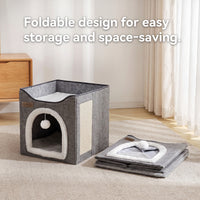 Arched Cat Bed In Green And Gray Color