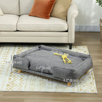 Washable Dog Sofa for Large Dogs, Elevated Pet Couch with Anti-slip Foot Pads, Dark Grey