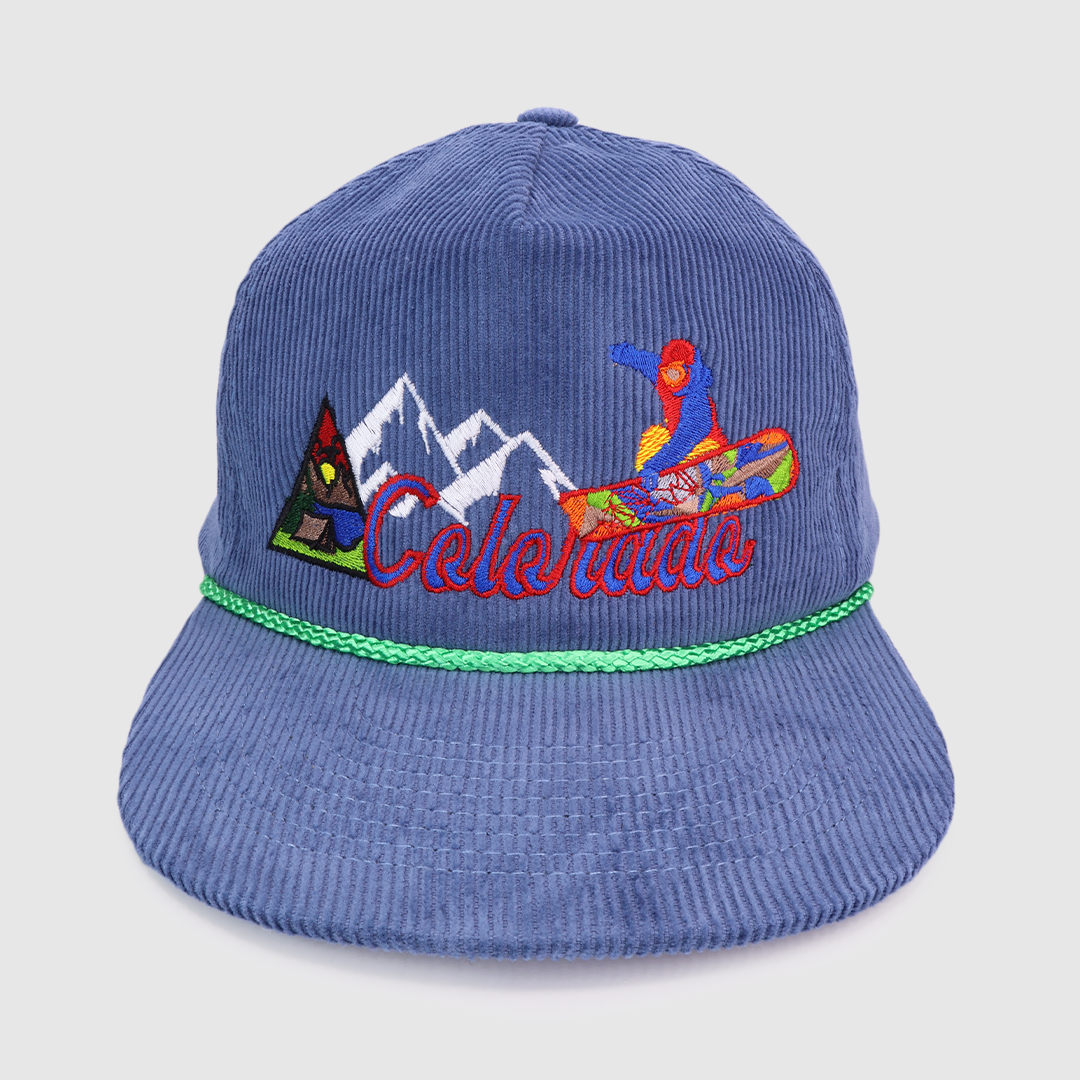 COLORADO SNOWBOARDING SNAPBACK CAP HAT WITH ROPE CUSTOM EMBROIDERED