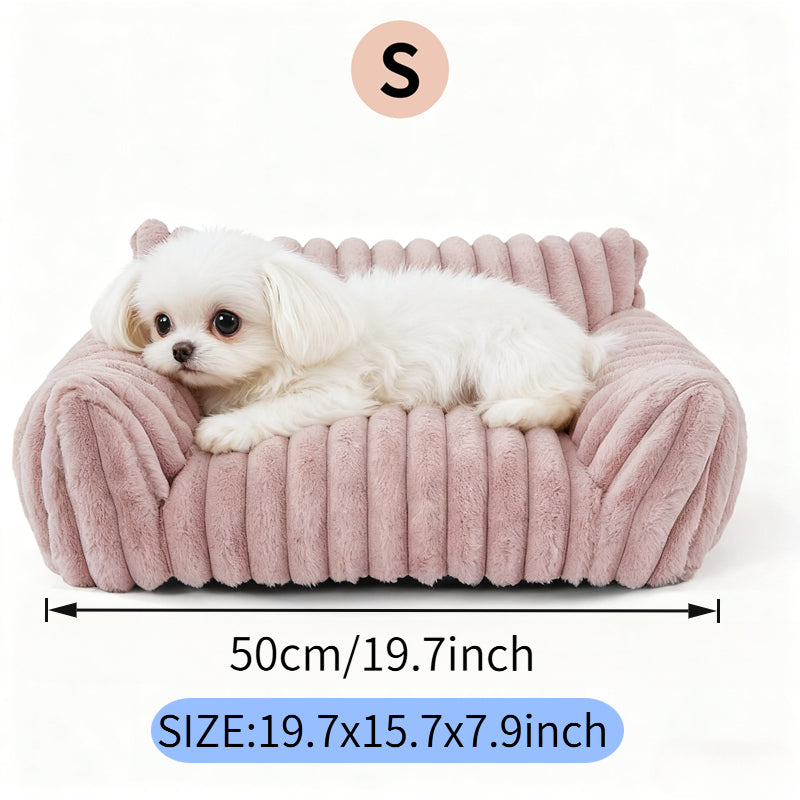 Cute Cat Couch For Pets - Fluffy Cat Beds With Premium Soft Corduroy Fleece, Fuzzy Cats Beds For Indoor Cats With Remova