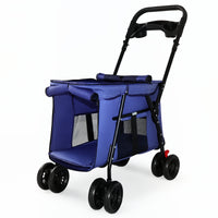 Pet Stroller, Foldable 4-Wheel Design, Breathable Mesh Dog Cat Stroller with Shockproof Wheels, Brake System, Storage Tr