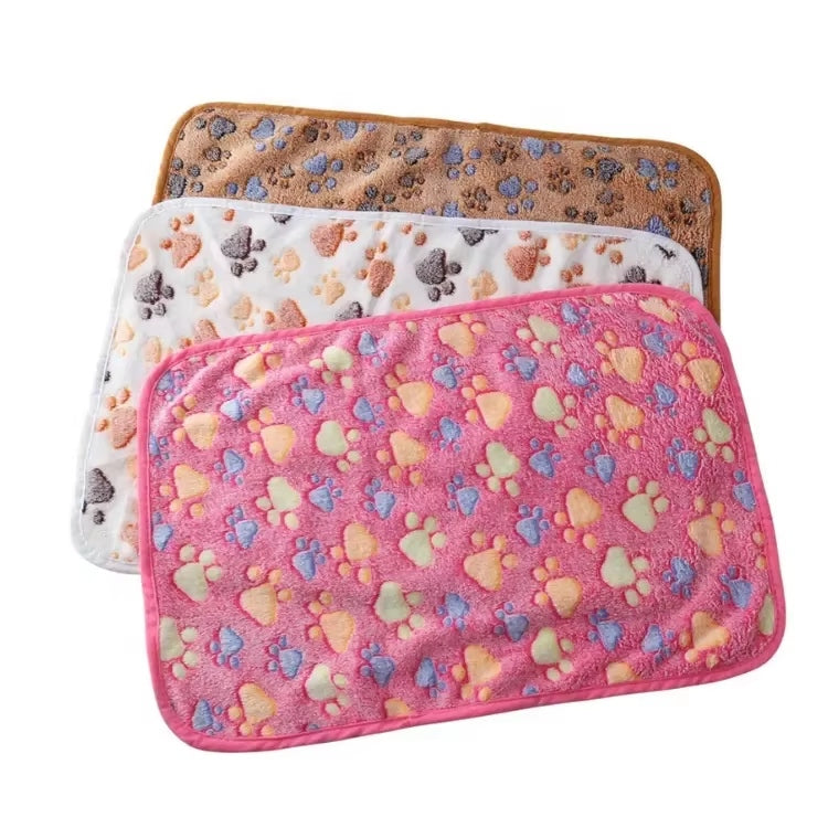 3 Pack Pet Blanket, Soft Plush Paw Print Dog Blanket Washable, Warm Fleece Cat Blanket For Large Medium Dogs, Sofa Couch