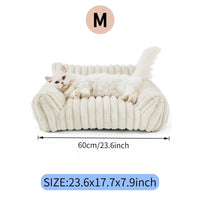 Cute Cat Couch For Pets - Fluffy Cat Beds With Premium Soft Corduroy Fleece, Fuzzy Cats Beds For Indoor Cats With Remova
