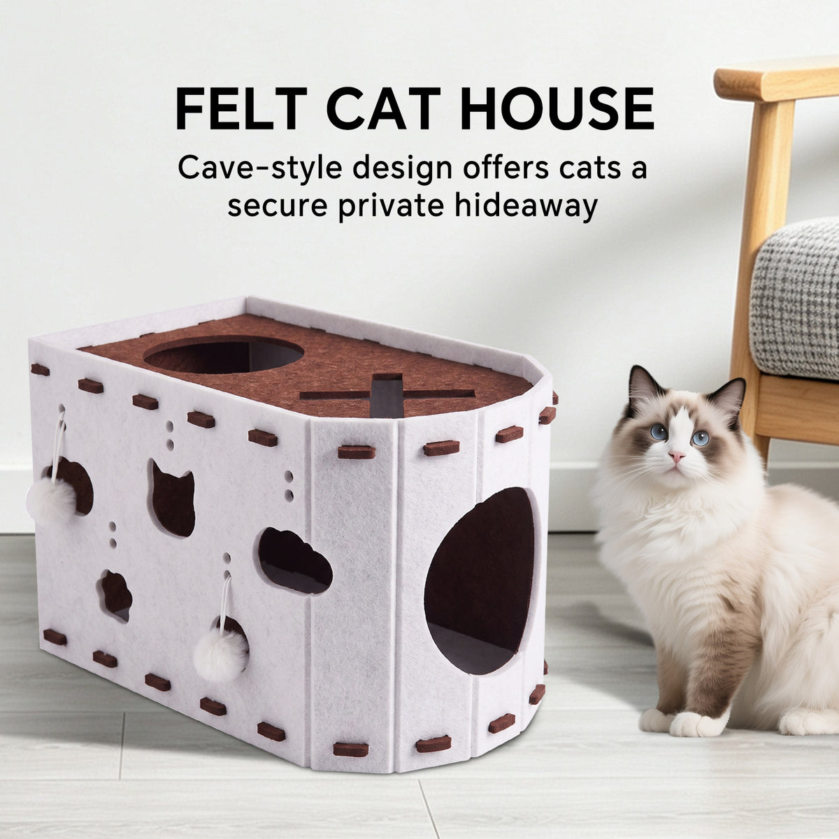 X-shaped Cat Bed - Dark Brown And Light Brown Colors
