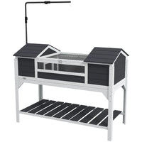 Tortoise Enclosure Tortoise House With Adjustable Lamp Holder Storage Shelf, Dual Main Houses, Openable Lid, Gray