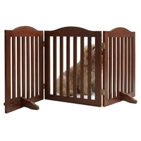 Wooden Freestanding Foldable Pet Gate for Dogs, 24 inch 3 Panels Step Over Fence, Dog Gate for The House, Doorway
