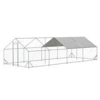 Large Metal Chicken Coop, Walk-in Chicken Run, Galvanized Wire Poultry Chicken Hen Pen Cage, Rabbits Duck Cages With Wat