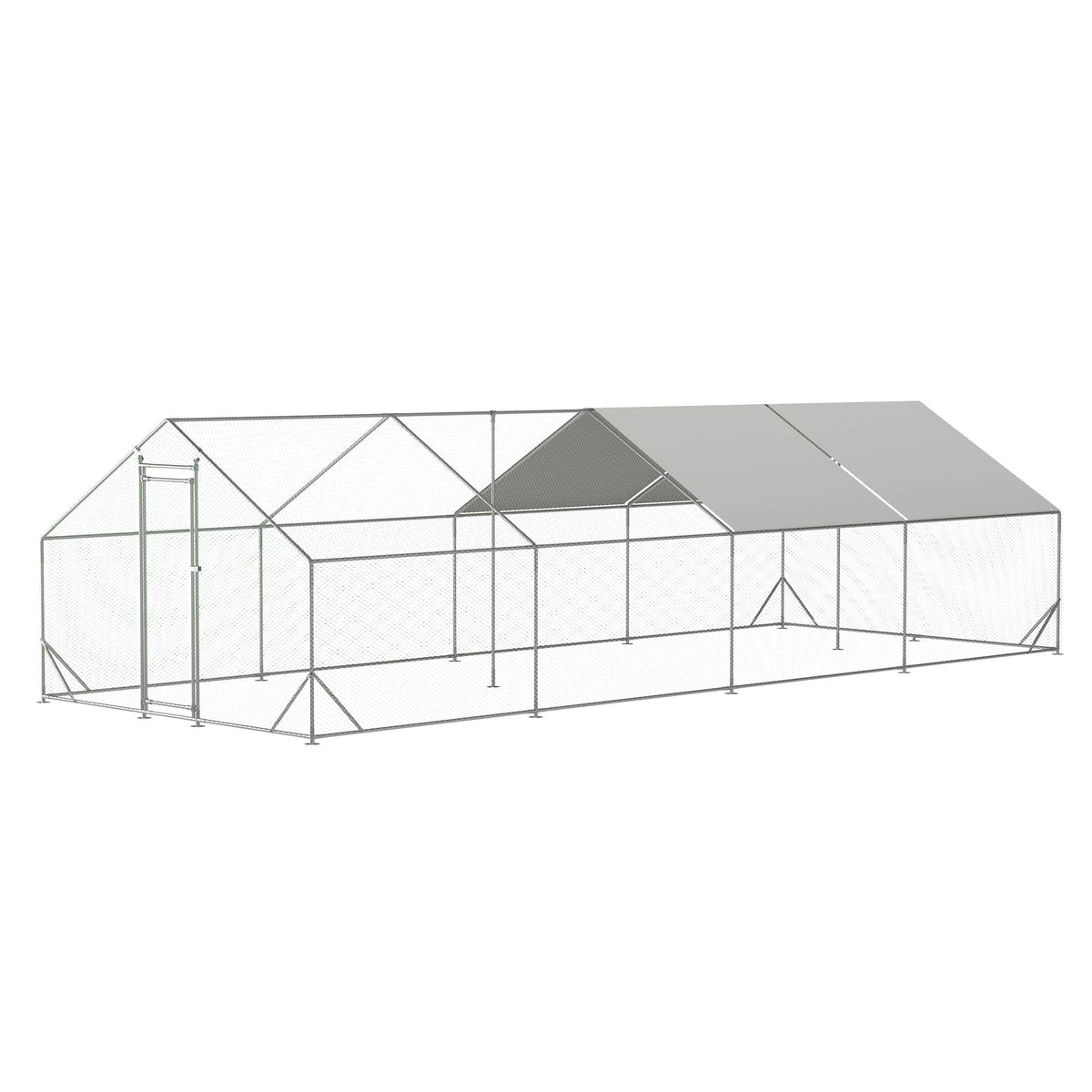 Large Metal Chicken Coop, Walk-in Chicken Run, Galvanized Wire Poultry Chicken Hen Pen Cage, Rabbits Duck Cages With Wat