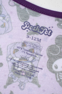 PoshTOT Sanrio Kuromi Purple Bamboo Baby Convertible Zippy Romper
