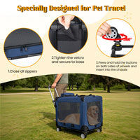 2 In 1, 24 Collapsible Travel Dog Crate For Medium Large Dogs, Rolling Pet Carrier With Wheels, 3-Door Portable Folding 
