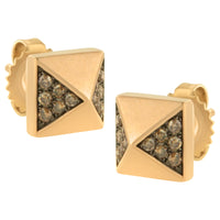 14K Rose Gold 1/4 Cttw Brown Diamond Pyramid Stud Earring (Brown Color, SI1-SI2 Clarity)