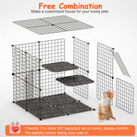 1Pc 2Tier Cat Cage Playpen Indoor Pet Enclosures Kitten Kennel House Detachable Cat Crate With Climbing Ladder 2 Doors F