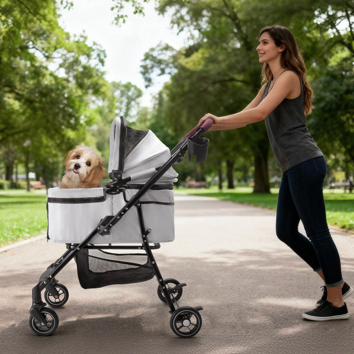 Foldable Pet Stroller For Small Dogs & Cats