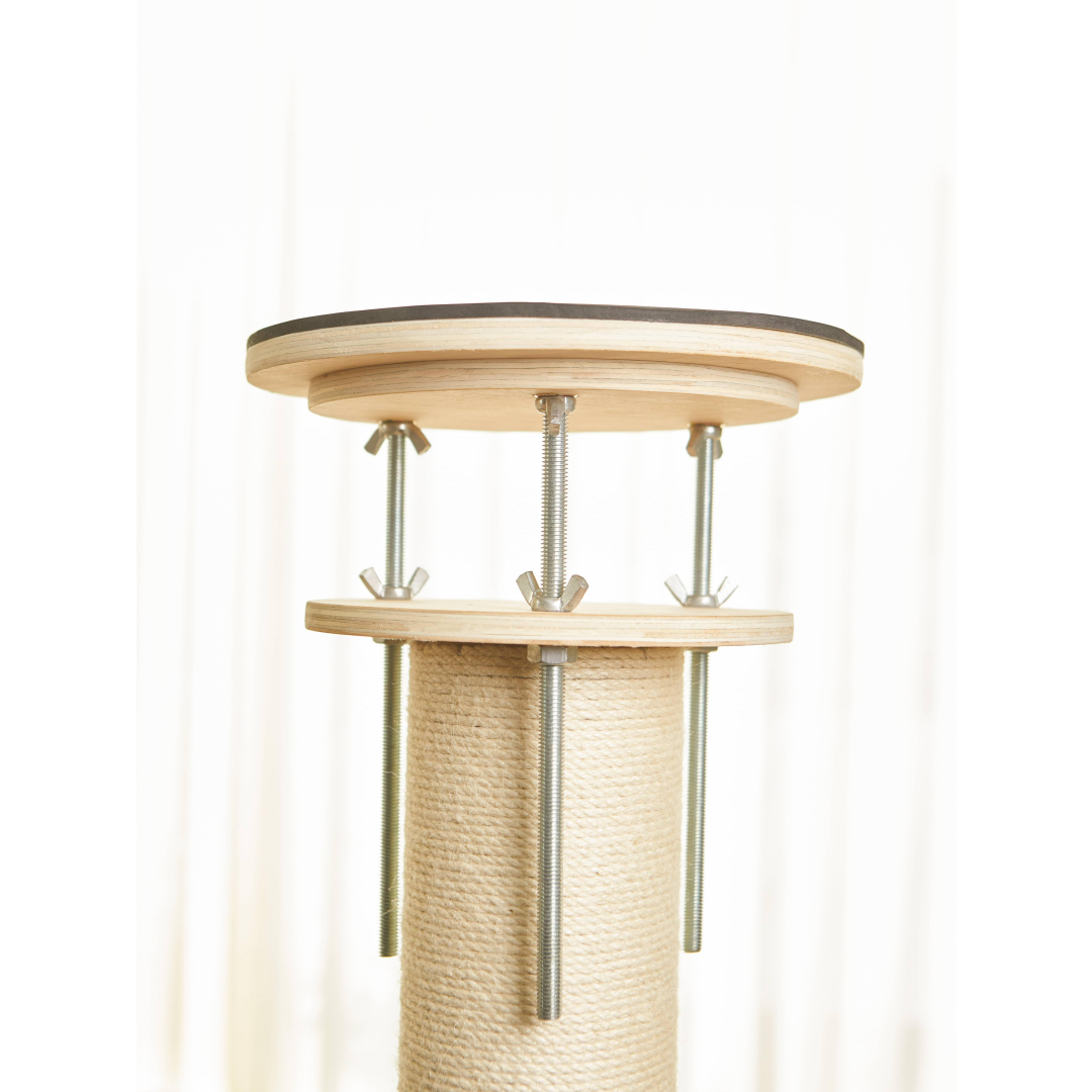 Modern Plain Waterproof Freestanding Cat Tree - 5-Tier, 102-118 In Adjustable Ceiling-to-Floor, Hemp Scratching Post, Ch