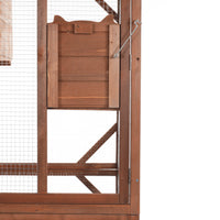 Large 2-Tier Outdoor Wooden Cat Enclosure on Lockable Wheels, Solid Fir Cat Cage with Multi-Level Platforms & Resting Ho
