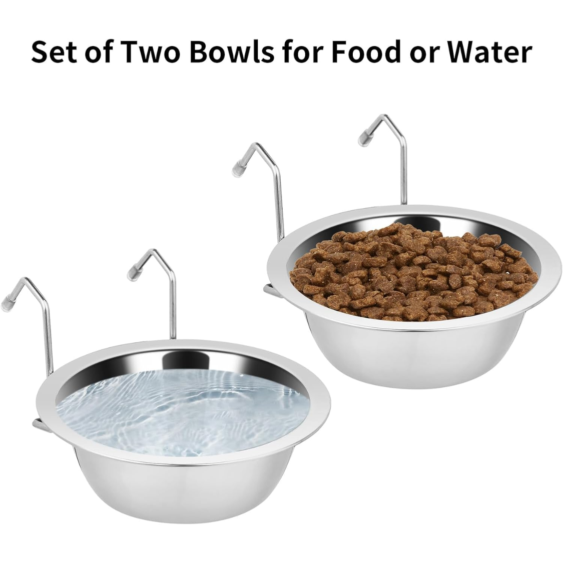 2PCS Kennel Water Bowl Hanging,Stainless Steel Puppy Bowls For Small Dog Cage,Kennel, Crate, Catio Accessories,Dog Crate