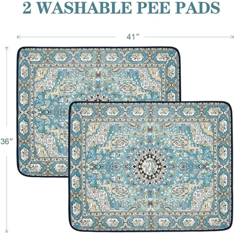 Qeils Washable Pee Pads For Dogs, 2 Pack Reusable Puppy Pads 36x41 Super Absorbent Leakproof Dog Training Pads, Non-Slip