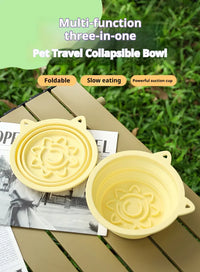 3-in-1 Pet Travel Collapsible Bowl Foldable Slow-Feeder With Strong Suction Cups Portable Silicone Dog Bowl With Hook Fo