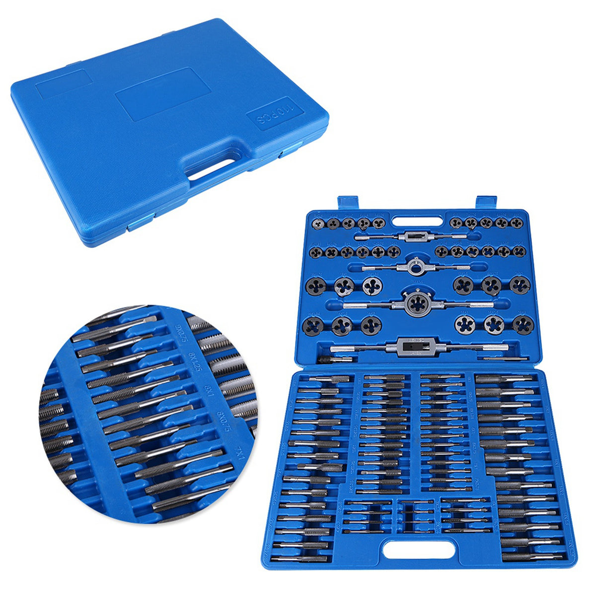 110pcs Set M2 M18 Screw Nut Thread Taps Dies With Wrench Handle Heavy Duty Hand Tool Kit