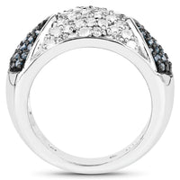 0.94 Carat Genuine Blue Diamond and White Diamond .925 Sterling Silver Ring