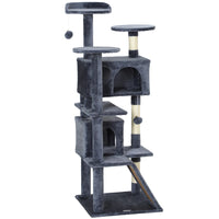 54" Cat Tree, Multi-Level Cat Tower with Scratching Posts, Cat Condos, Bed, Platforms, Ramp, Toy Ball, Dark Grey