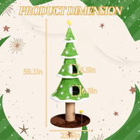 59in Large Tall Christmas Tree Cat Tower with 2 Cat Condos & Scratching Post, Soft Fleece Cat Tree with Teaser Toy & Stu