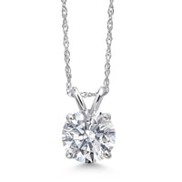 1.00 CTW Round Lab Grown Diamond Pendant Necklace in 14K Gold | AGI Certified | E-F Color, VS1-VS2 Clarity | 18 Inch Chain