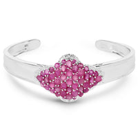 7.38 Carat Glass Filled Ruby, Ruby and White Topaz .925 Sterling Silver Bangle