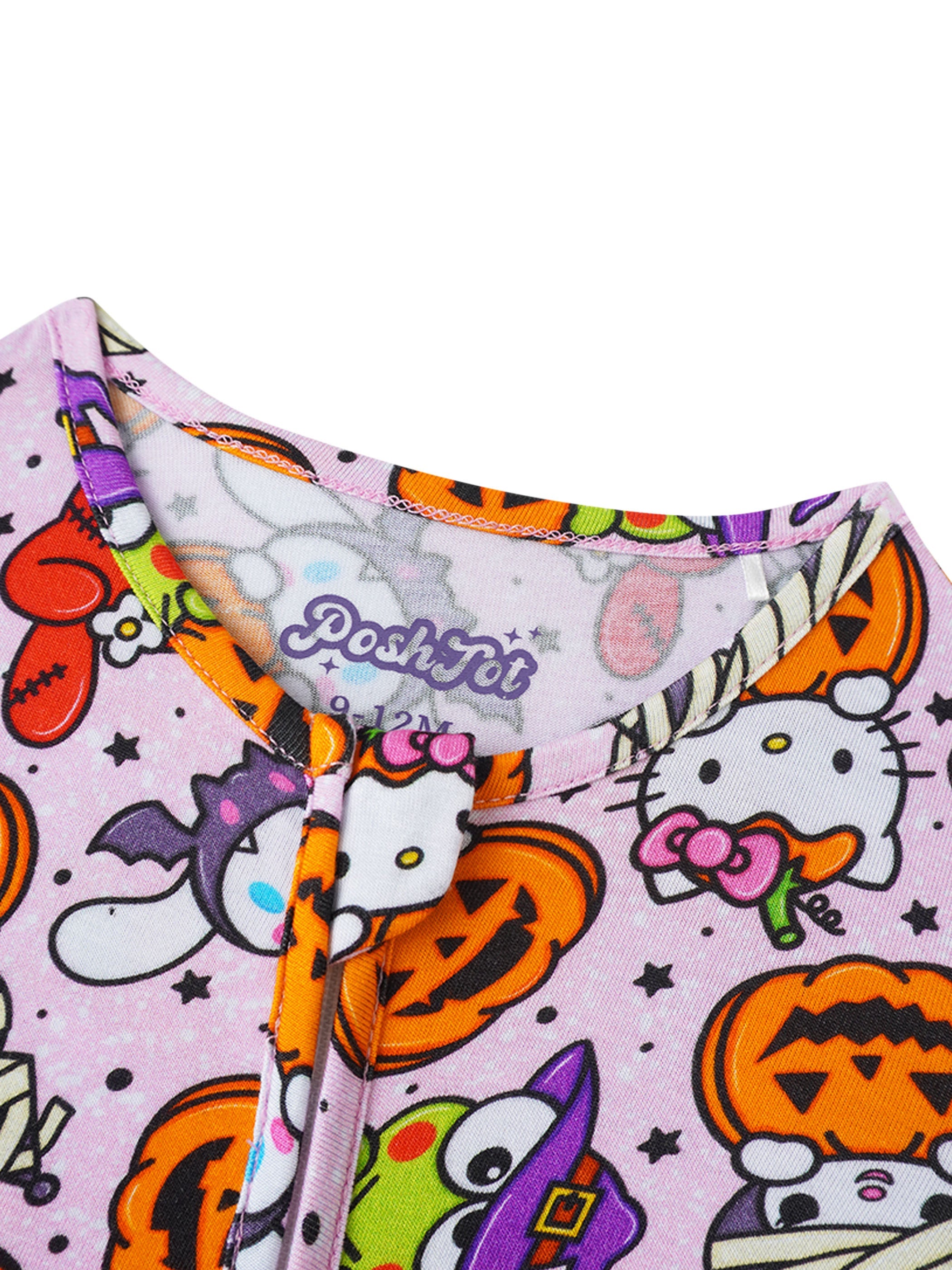 PoshTOT Sanrio Hello Kitty Pumpkin Bamboo Baby Convertible Zippy Romper