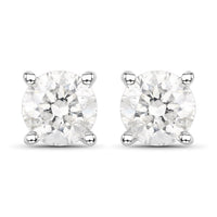 0.80 Carat Genuine White Diamond 14K White Gold Earrings