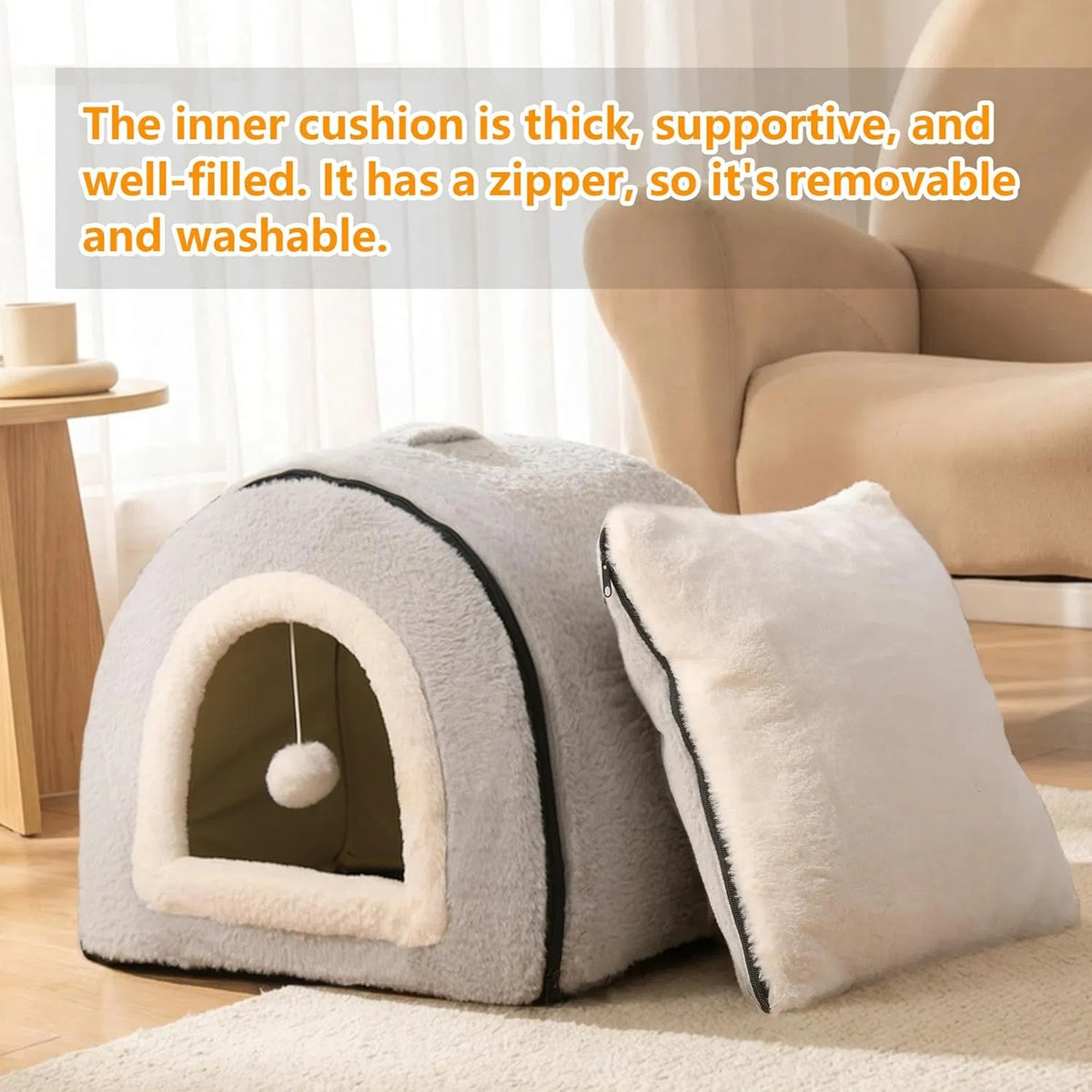 Cat Bed For Indoor Cats Foldable Cat Cave Anti-Slip Water-Resistant Bottom Cat Houses For Indoor Cats Or Small Dogs Kitt