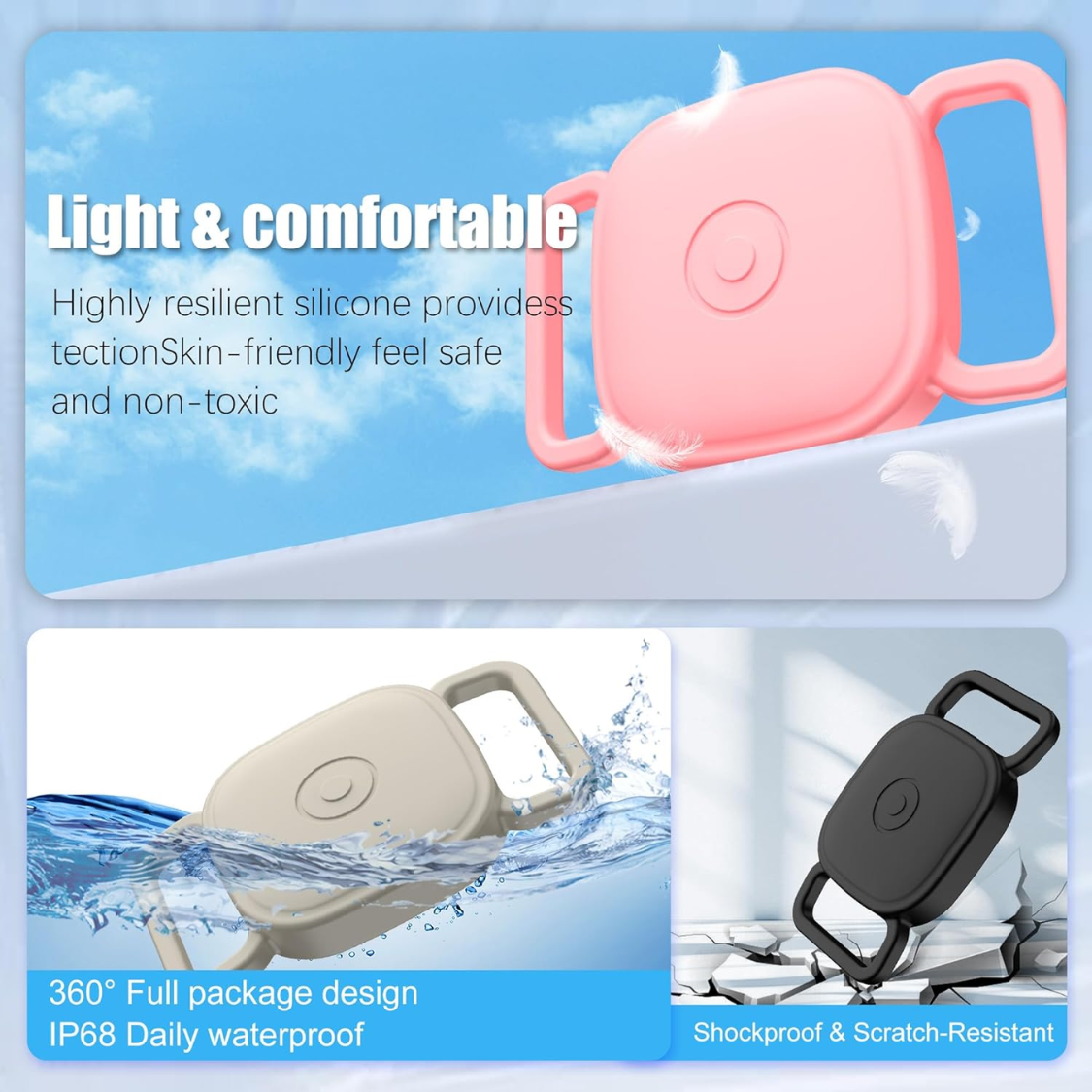 Dog Collar Holder For Tile Mate Waterproof Anti Lost Protective Case With Mate Tile Tracker For Cat Pet Necklace, Soft S
